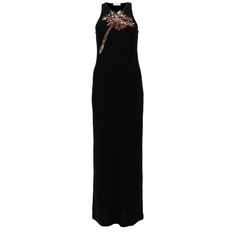 ABITO CON DETTAGLIO PALMA IN PAILLETTES