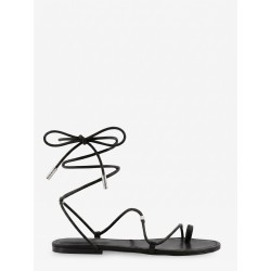 Leather sandals with metal Triomphe logo