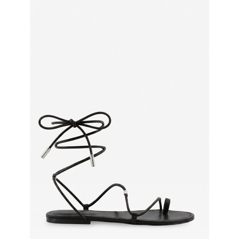 Leather sandals with metal Triomphe logo