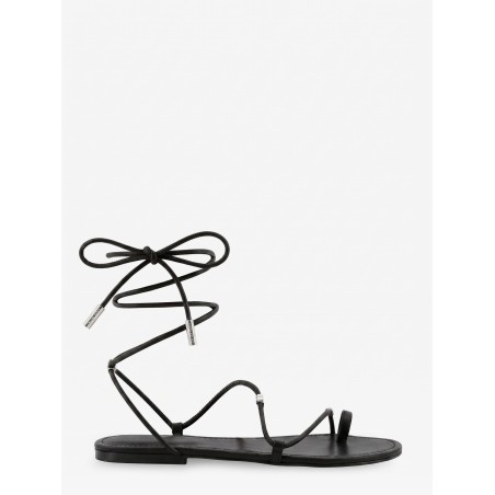 Leather sandals with metal Triomphe logo