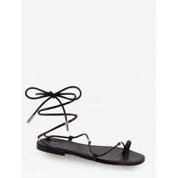 Leather sandals with metal Triomphe logo