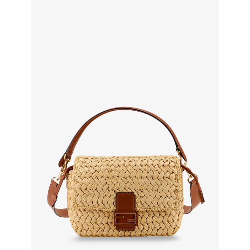 Mamma Baguette Medium raffia crossbody bag