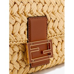 Mamma Baguette Medium raffia crossbody bag