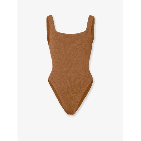 Crinkle fabric one-piece swimsuit