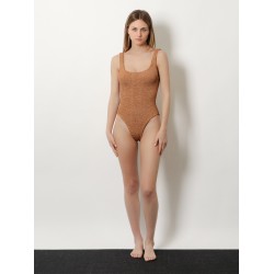 Crinkle fabric one-piece swimsuit