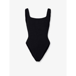 Crinkle fabric one-piece swimsuit
