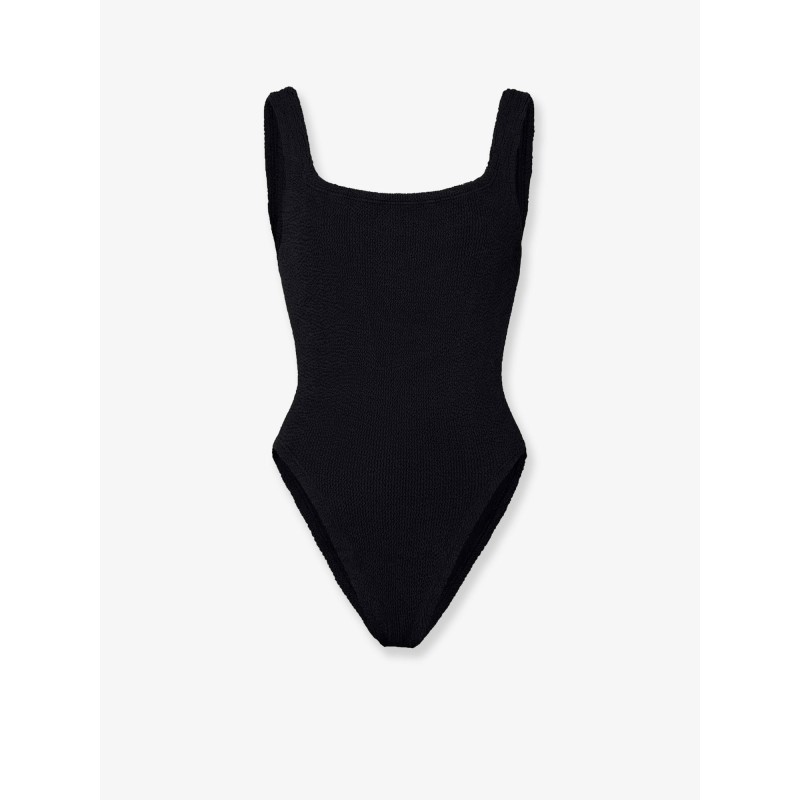 Crinkle fabric one-piece swimsuit