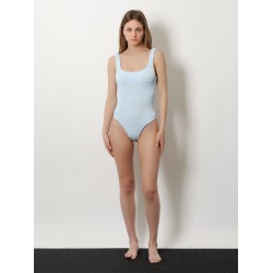 Crinkle fabric one-piece swimsuit