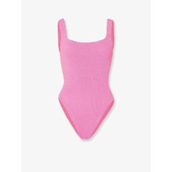 Crinkle fabric one-piece swimsuit