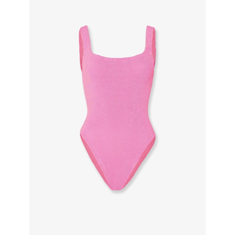 Crinkle fabric one-piece swimsuit