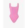 Crinkle fabric one-piece swimsuit