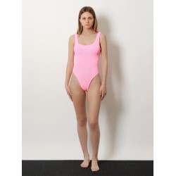 Crinkle fabric one-piece swimsuit