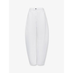 Curved denim trousers