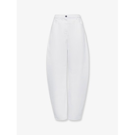Curved denim trousers
