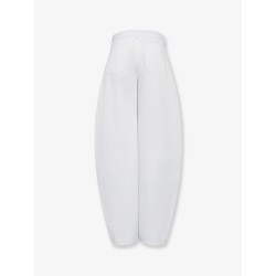 Curved denim trousers