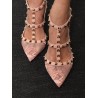 Rockstud suede and lace pumps