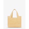 Paula's Ibiza -Small Loewe Font raffia handbag with embroidered logo on the front