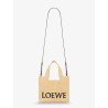 Paula's Ibiza -Small Loewe Font raffia handbag with embroidered logo on the front