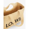 Paula's Ibiza -Small Loewe Font raffia handbag with embroidered logo on the front