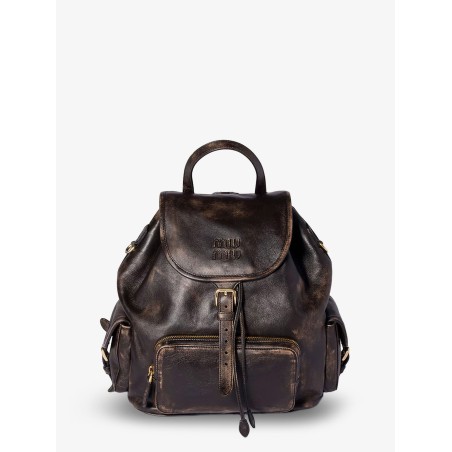 Leather backpack with a vintage effect