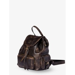 Leather backpack with a vintage effect