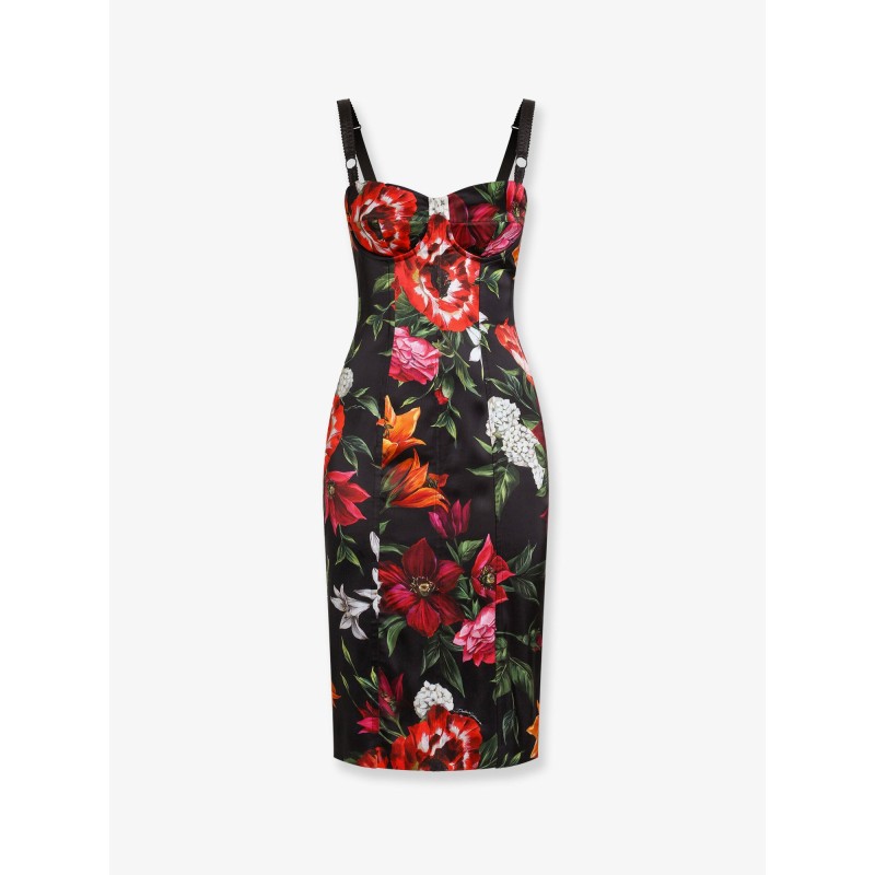 Satin dress with floral print