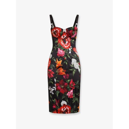 Satin dress with floral print