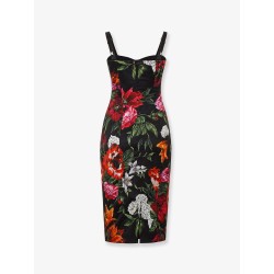 Satin dress with floral print