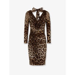 Leopard print short charmeuse dress