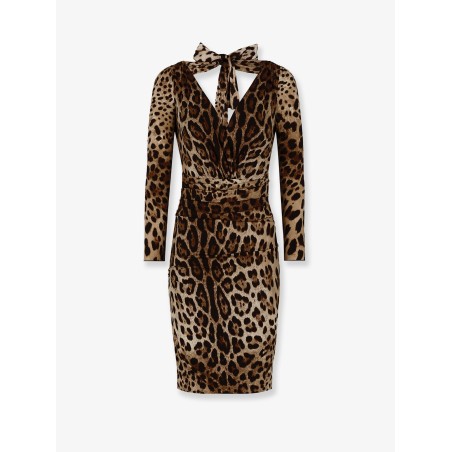 Leopard print short charmeuse dress