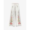 Linen and viscose trousers with embroidery