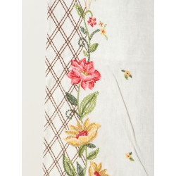 Linen and viscose trousers with embroidery