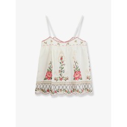 Linen and viscose top with embroidery