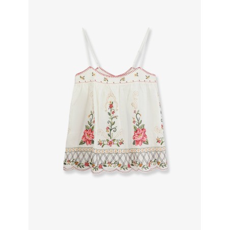 Linen and viscose top with embroidery