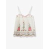 Linen and viscose top with embroidery