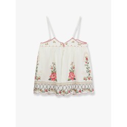Linen and viscose top with embroidery