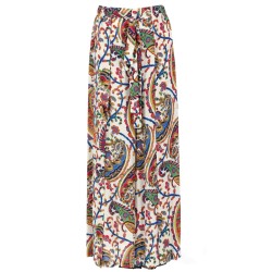 PANTALONE PALAZZO CON CINTURA E MOTIVO PAISLEY