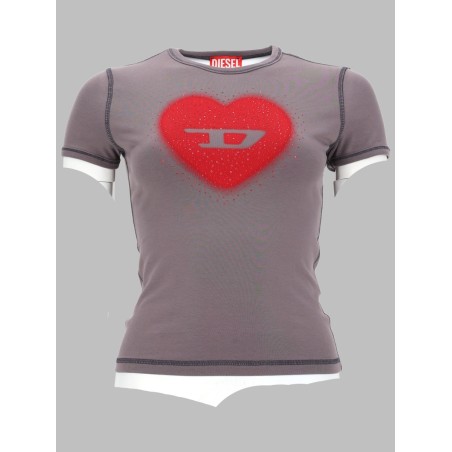 T-SHIRT CON STAMPA A CUORE E BORCHIE