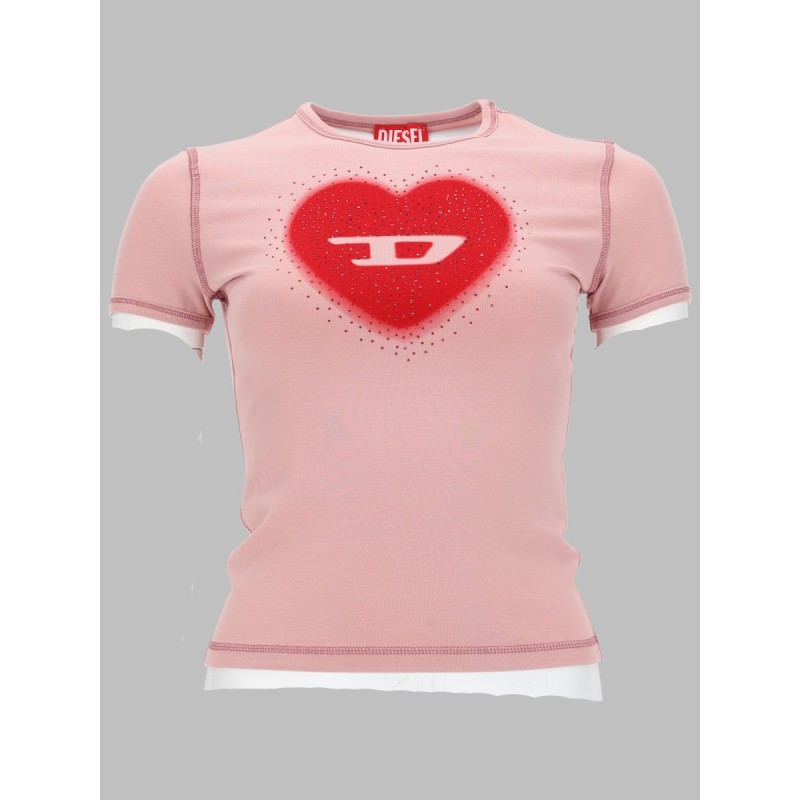 T-SHIRT CON STAMPA A CUORE E BORCHIE