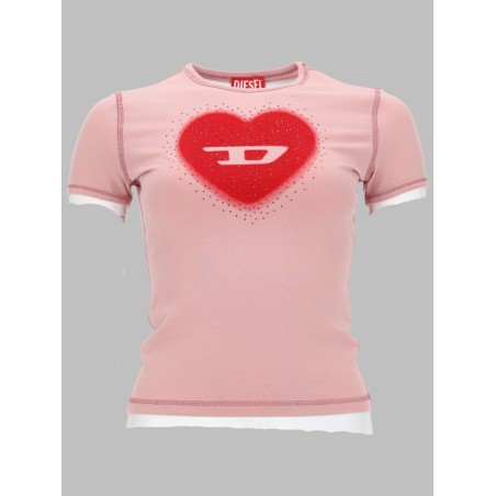 T-SHIRT CON STAMPA A CUORE E BORCHIE