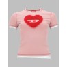 T-SHIRT CON STAMPA A CUORE E BORCHIE
