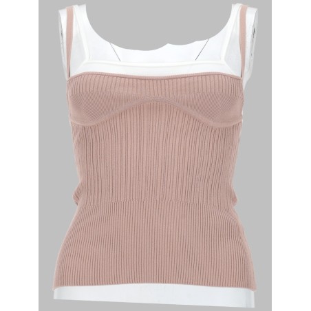TOP IN MAGLIA CON EFFETTO SOVRAPPOSTO