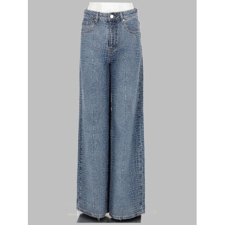 JEANS CON STRASS EFFETTO COCCODRILLO