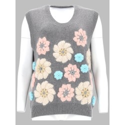 GILET CON APPLICAZIONI FLOREALI