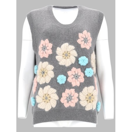GILET CON APPLICAZIONI FLOREALI