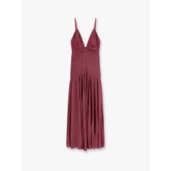 Viscose blend long dress with metallic effect