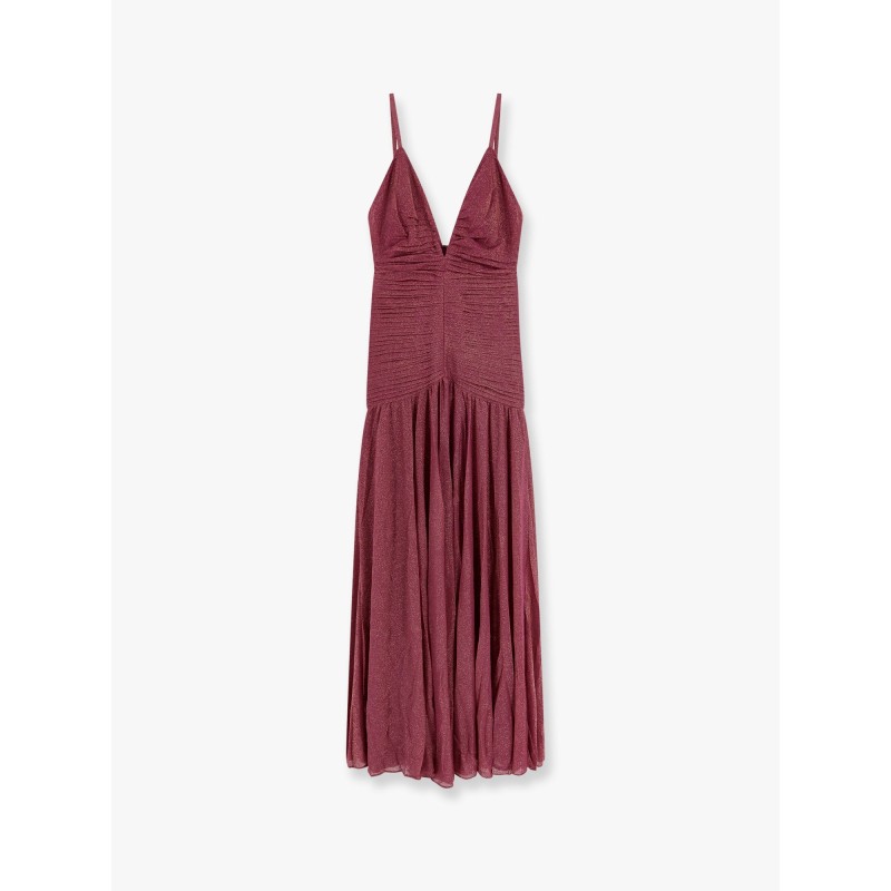 Viscose blend long dress with metallic effect