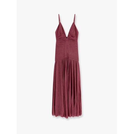 Viscose blend long dress with metallic effect