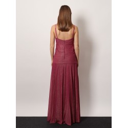 Viscose blend long dress with metallic effect
