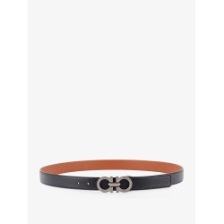 Reversible leather Gancini belt
